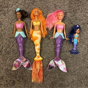 BARBIE Dreamtopia sparkle twinkle light & color reveal mermaid lot 4 dolls EUC